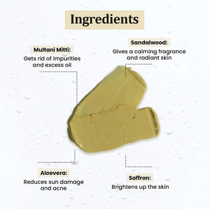 TNW The Natural Wash Multani Mitti With Fuller’s Earth, Sandalwood, Aloe Vera & Saffron  Face Wash, 100ml