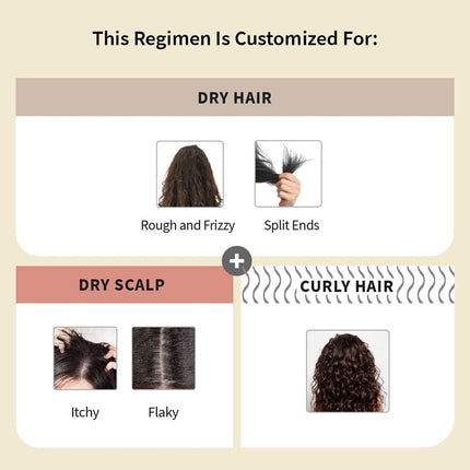 Vedix Customized Hair Fall Control Regimen For Dry/Scalp & Curly Hair - 3 Product Kit - Hair Oil - Shampoo - Vithan Pro Hair Growth Serum