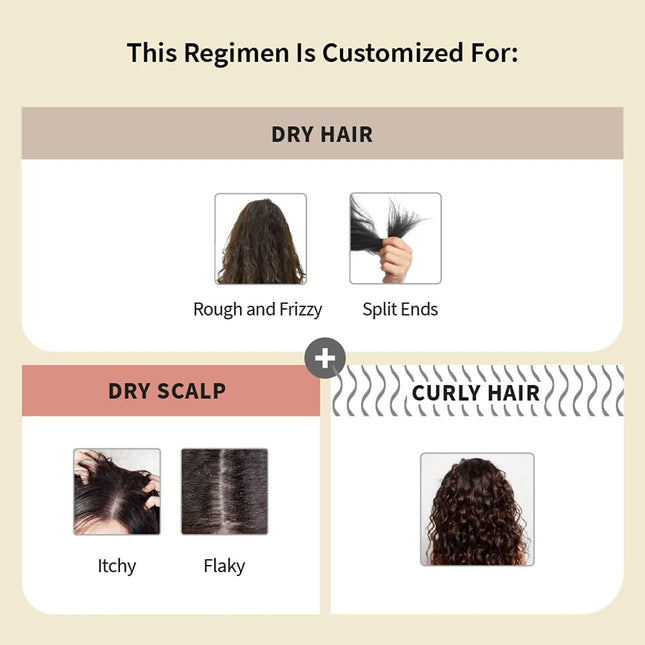 Vedix Customized Hair Fall Control Regimen For Dry/Scalp & Curly Hair - 3 Product Kit - Hair Oil - Shampoo - Vithan Pro Hair Growth Serum