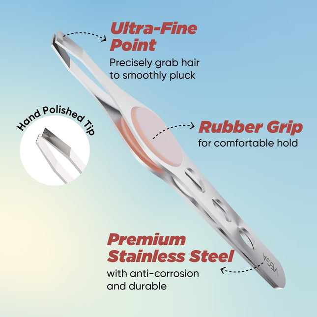 Vega Tweezer with Rubber Grip, Square Tip