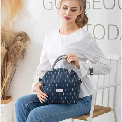 WEZOSHINET Insulated Lunch Bags for Women Work Student Kids to School Waterproof Thermal Cooler Tote Bag Picnic Organizer Storage Tiffin Box Portable and Reusable (Blue Leaf)
