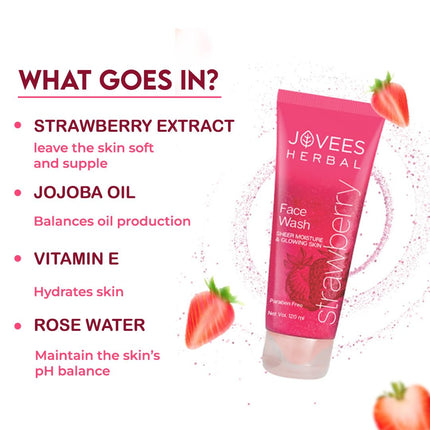 Jovees Herbal Strawberry Face Wash For Normal to Dry Skin Types - 120ML