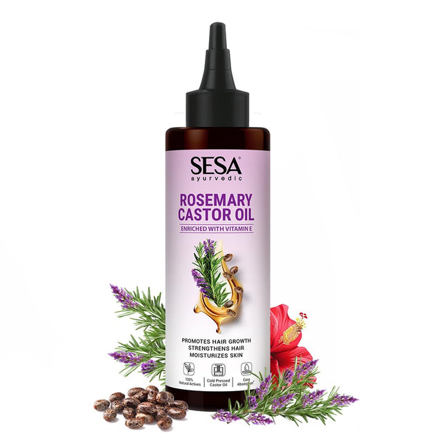Sesa Ayurvedic Rosemary Hair Oil with Castor Oil & Sesame, Hibiscus- Dry Skin - 200ml