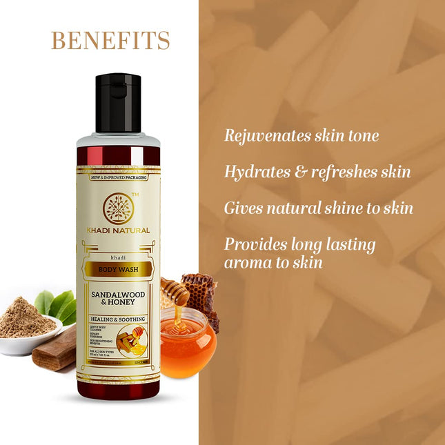 Khadi Natural Sandalwood & Honey Body Wash - 210ml