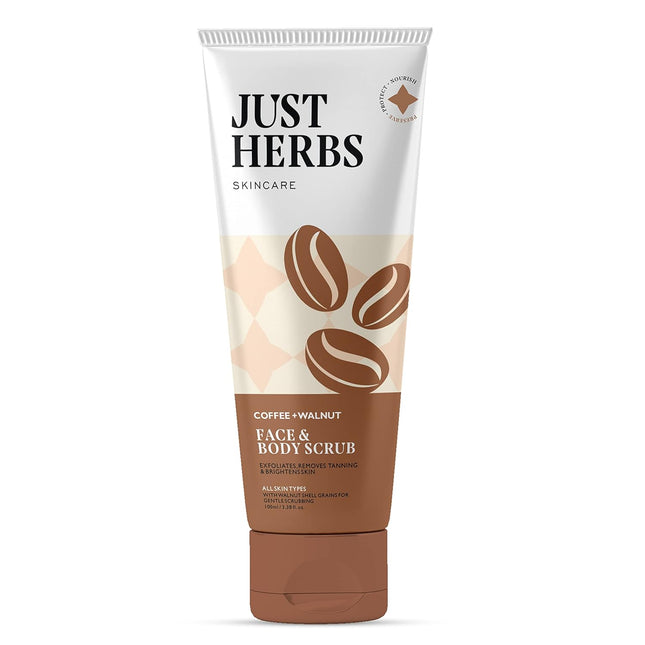 Just Herbs Coffee Body Scrub Walnut Exfoliating Detan Face & Body Scrub For Men & Women 100 Ml