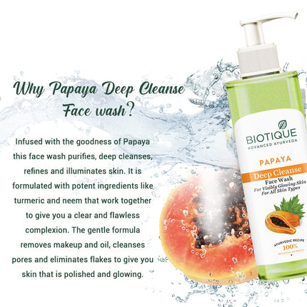 Biotique Papaya Deep Cleanse Face Wash for All Skin Types | 200ml