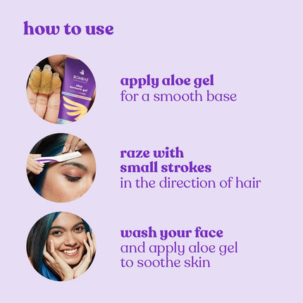 Bombae Reusable Face Razor Woman Facial Hair - 3 Eyebrow Razor|