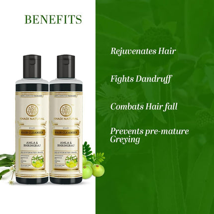 Khadi Natural Amla & Bhringraj Hair Shampoo-210 ml Pack of 2