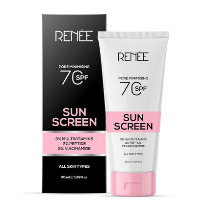 RENEE Pore Minimizing Sunscreen SPF 70 With 2% Niacinamide, 2% Peptide & 3% Multivitamins, 50Ml