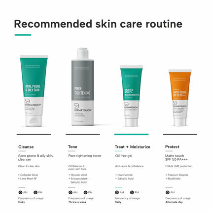 DERMATOUCH Salicylic Acid 2% Niacinamide 6% Anti-Acne Oil-Free Gel For Active Acne, Oil Balancing, Pore Tightening - 30G
