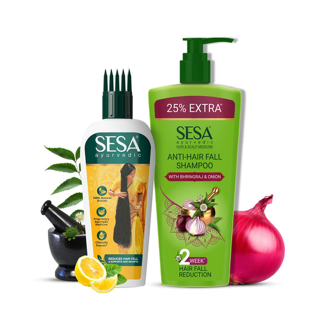 SESA Ayurvedic Hair Oil 200Ml + Anti Hairfall Shampoo 500Ml