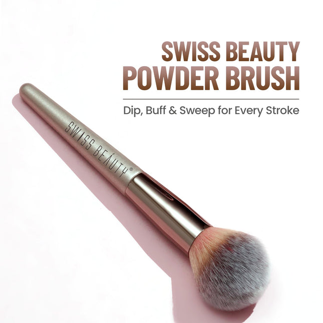 Swiss Beauty Compact Powder Brush, Silver