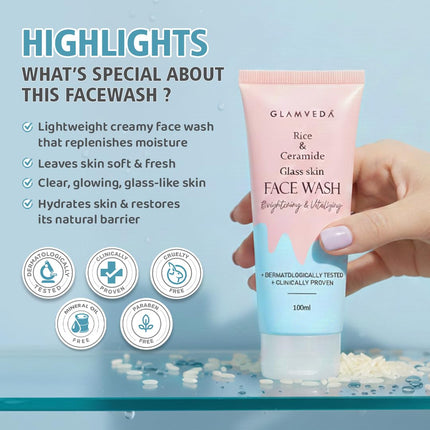 Glamveda Korean Glass Skin Rice Water Facewash-100ml