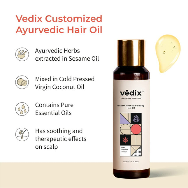 Vedix Ayurvedic Hair Care Combo Pack Hair Oil and Shampoo - 200 ml