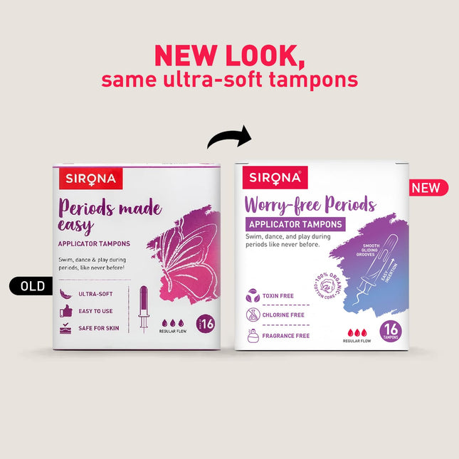 Sirona Regular Flow Tampons with Applicator - 16 Pieces