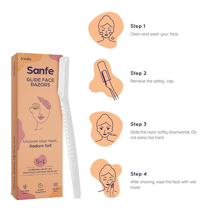 Sanfe Glide Face Razor for painfree facial hair removal (3 units)