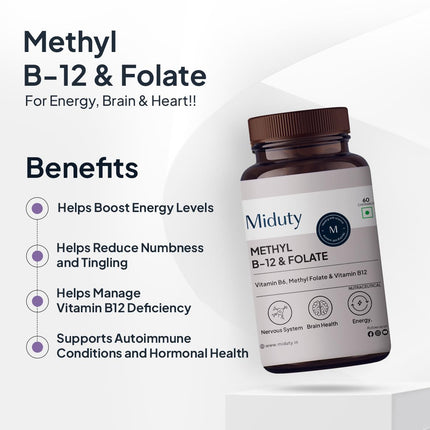 Miduty B-Complex Vitamin B12 Folate 60 Veg Tablets