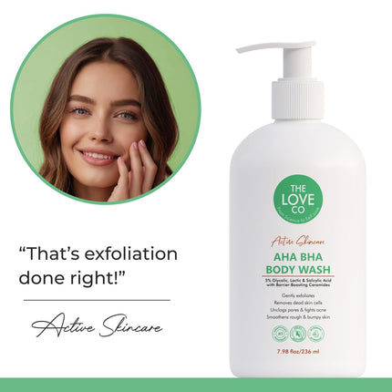 THE LOVE CO. AHA BHA Body Wash | 5% Glycolic, Lactic & Salicylic Acid-236ml