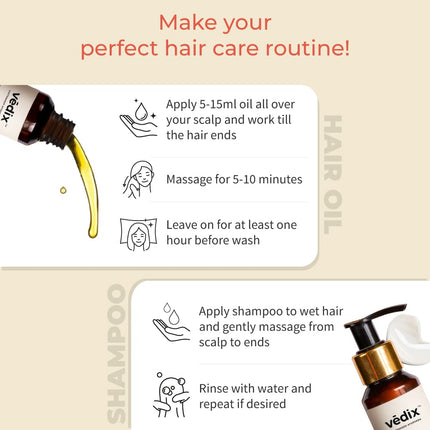 Vedix Ayurvedic Hair Care Combo Pack Hair Oil and Shampoo - 200 ml