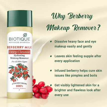 Biotique Berberry Milk Deep Cleanse Makeup Remover For All Skin Types, 120ml