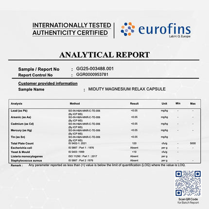 Miduty Chelated Magnesium Bisglycinate 1000mg - 60 Veg Capsules