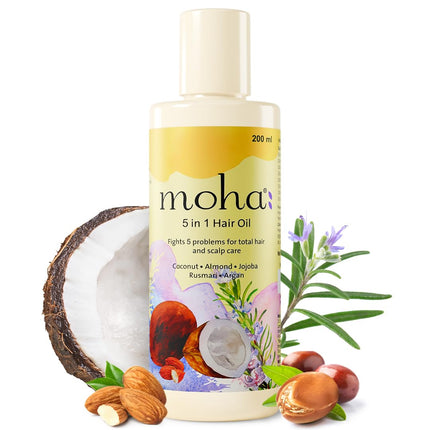 Moha 5-in-1 Hair Oil | Blend of Rosemary, Coconut, Argan, Jojoba & Almond Oil