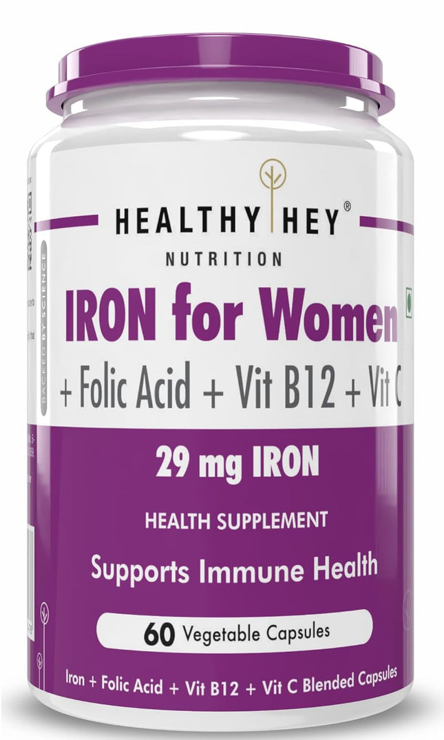 HealthyHey Nutrition Iron Supplement 60 Veg Capsules