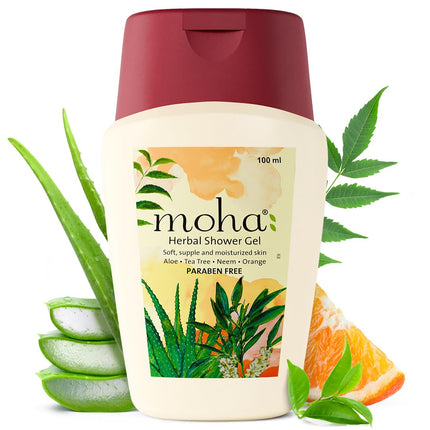 Moha Herbal Shower Gel | Ayurvedic Body Wash with Neem, Tea Tree & Coconut | Refreshing Shower Gel-100ML