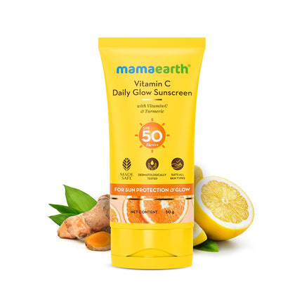Mamaearth Vitamin C Daily Glow Sunscreen with Vitamin C & Turmeric SPF 50 & PA++++ 50 g
