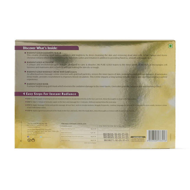 Lotus Herbals Radiant Gold Cellular Glow 1 Facial Kit -37G