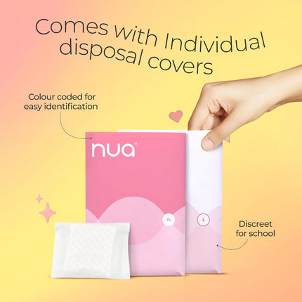 Nua Teen Comfort Sanitary Pads for Teens | Sanitary Pads 14 Count (12 Pads + 2 Liners)