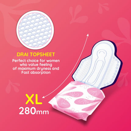 Bella Classic Comfort Maxi Drai Pads/Sanitary Napkins 28 Cm Size Xl, Pack Of 1, 20 Pcs