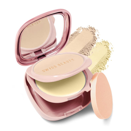 SWISS BEAUTY All Matte & Set Duo Lightweight Compact Powder + Translucent Powder-20gm