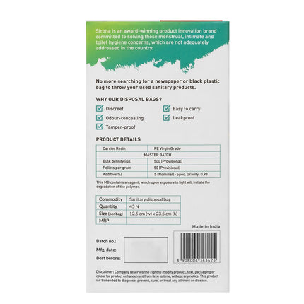 Sirona Sanitary Disposal Bags | 45 Bags