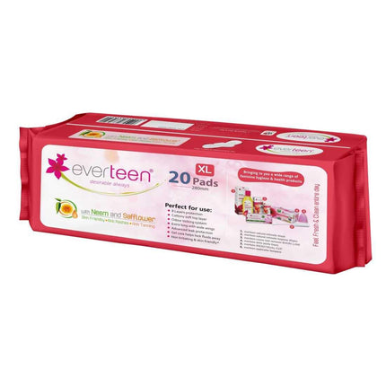 Everteen XL Cottony-Soft Top Sanitary Pads Pack of 20 Pads Each, 280mm