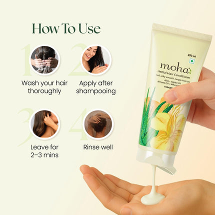 Moha Herbal Hair Conditioner | Herbal Conditioner with Aloe, Jojoba & Wheat Germ & Olive Oil-200ml