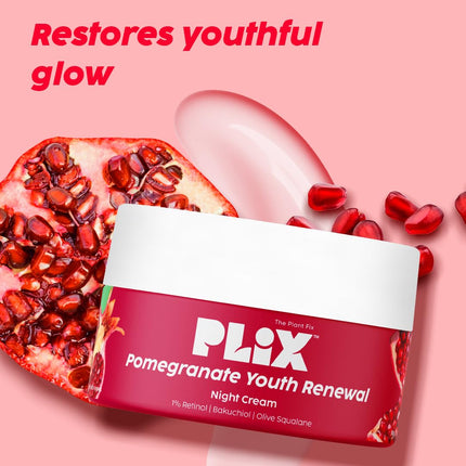 PLIX - THE PLANT FIX Pomegranate 1% Retinol & 1% Bakuchi Oil Anti Ageing Night Cream -50g