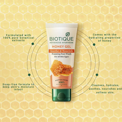 Biotique Honey Gel Soothe & Nourish Foaming Face wash for All Skin Types | 150ml