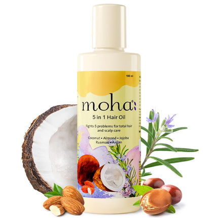 Moha 5-in-1 Hair Oil | Blend of Rosemary, Coconut, Argan, Jojoba & Almond Oil