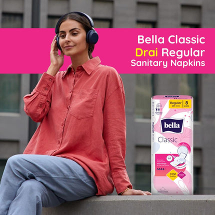 Bella Classic Regular Drai Sanitary Pads Pack of 6 | 8 Pcs Each