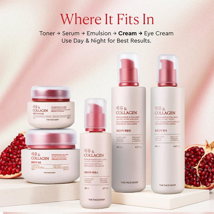 The Face Shop Pomegranate & Collagen Face Cream With 10% Marine Collagen & Pomegranate Extracts-100ml