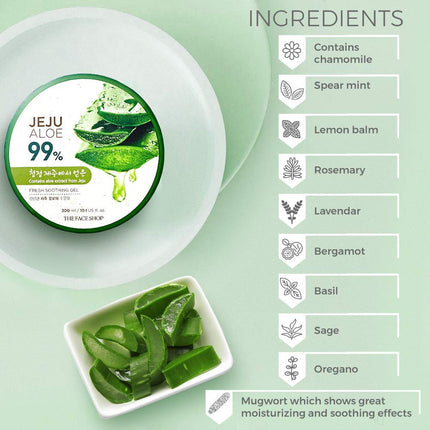 The Face Shop Pure Aloe Vera Gel, 300ml Aloe Vera with Vitamin E | Clear Gel