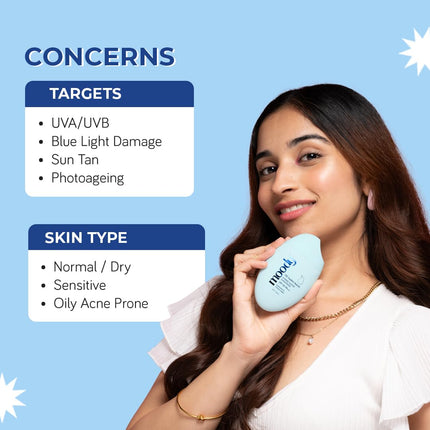 Moody Hydro Burst Water Sunscreen With Hyaluronic & SPF 50 PA ++++ UVA/B Protection-50ml