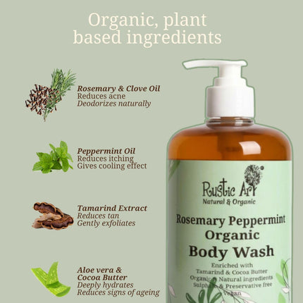 Rustic Art Rosemary Peppermint Body Wash for Women & Men | 300ml