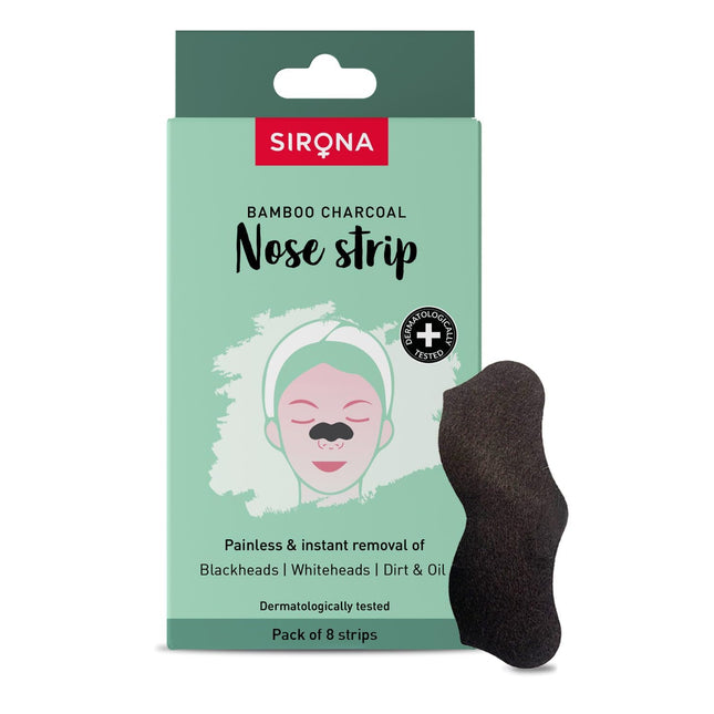 Sirona Bamboo Charcoal Blackheads Remover Nose Strips for Women – 8 Strips (Pack of 1)