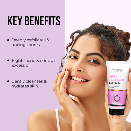 Dr. Sheth's Neem & 2% Salicylic Acid Face Wash | For Oily & Acne Prone Skin-100ml