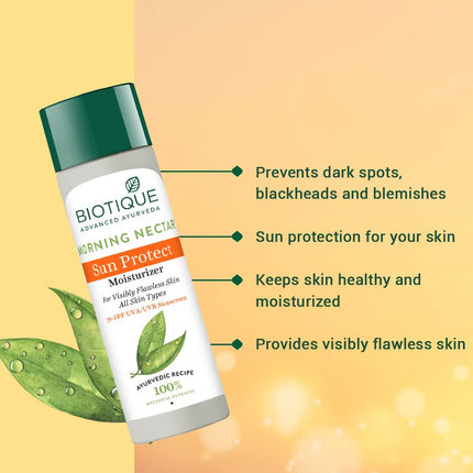 Biotique Morning Nectar Sun Protect Moisturizer SPF 30 UVA/UVB for All Skin Types | 120 ml