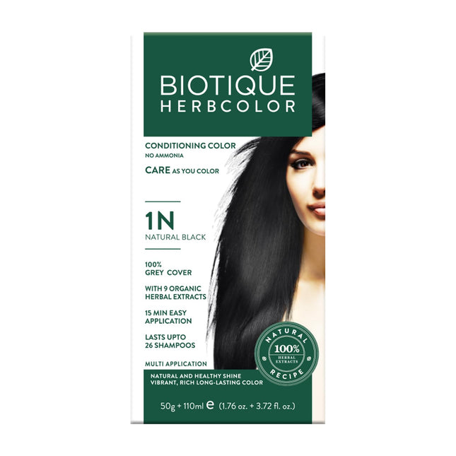Biotique Herbcolor Conditioning Hair Colour 50g + 110ml| Natural Black