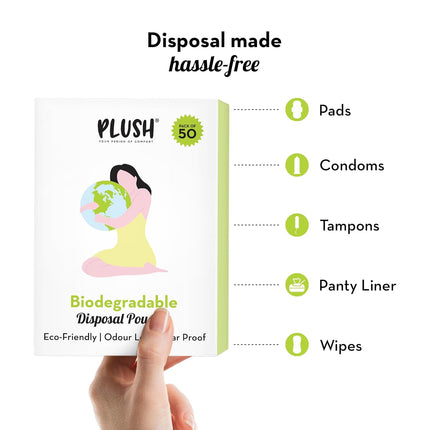 Plush Biodegradable Disposable Bags, Pack of 50