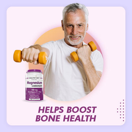 HealthyHey Nutrition Magnesium Carbonate 450mg - 120 Vegetable Capsules
